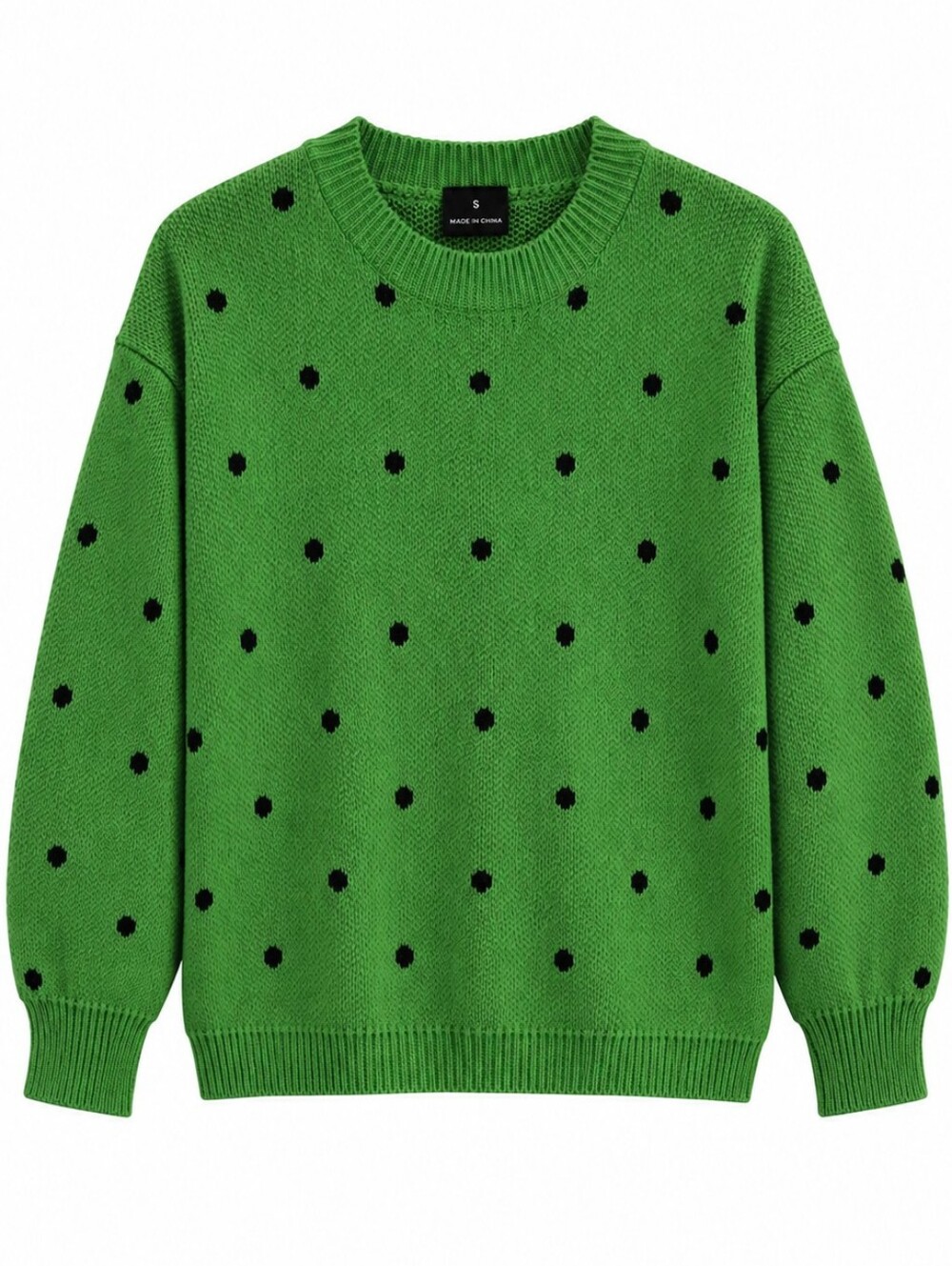 Green Polka Dot Crewneck Sweater